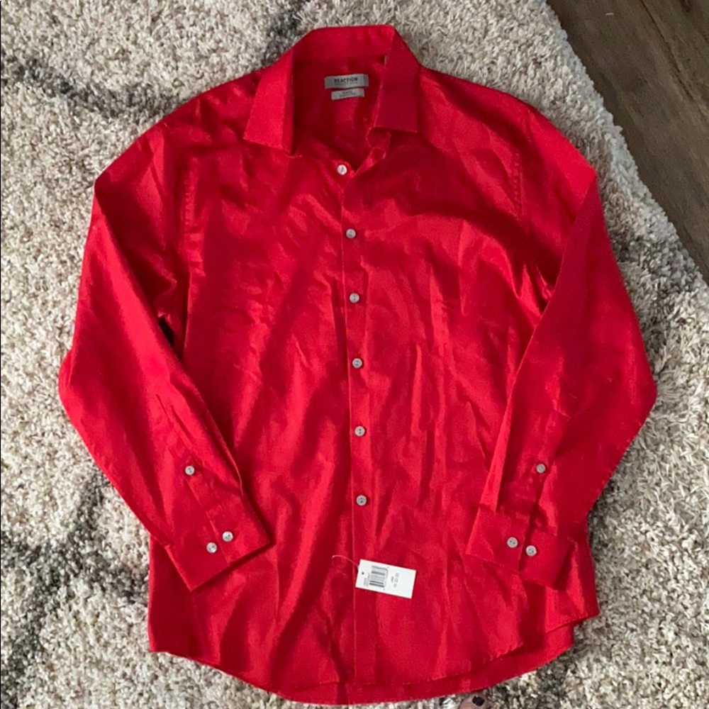 Reaction Kenneth Cole Red Button Down Dress Shirt